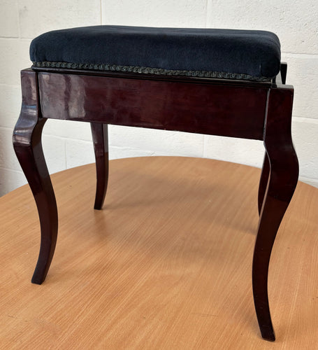 Antique Polished Mahogany Piano stool with storage