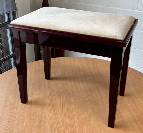 Polished Mahogany Piano Bench with Storage