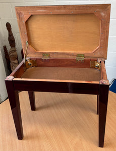 Polished Mahogany Piano Bench with Storage