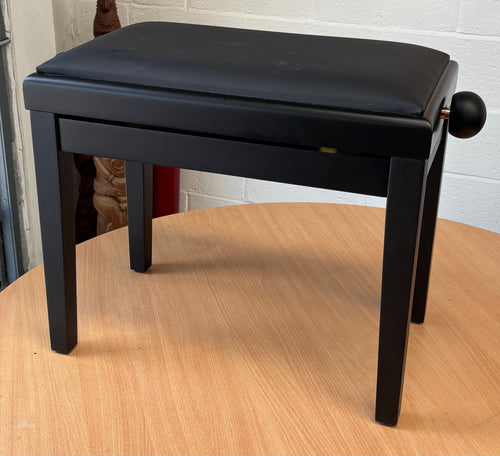 Matte Black Height Adjustable Piano Stool with Leatherette Top