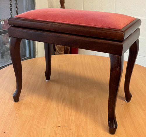 Height Adjustable Mahogany Piano Stool with Cabriole Legs