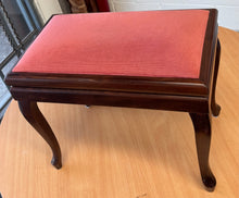 Load image into Gallery viewer, Height Adjustable Mahogany Piano Stool with Cabriole Legs
