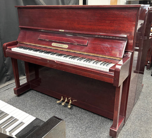 Elysian U121 Upright Piano in Plum Mahogany Cabinetry