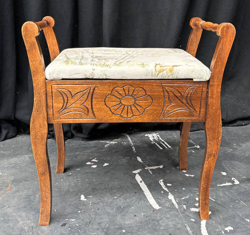 Antique Walnut Piano stool with storage
