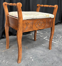 Load image into Gallery viewer, Antique Walnut Piano stool with storage