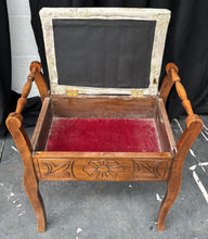 Load image into Gallery viewer, Antique Walnut Piano stool with storage