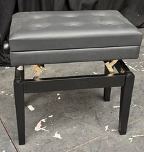 Load image into Gallery viewer, New Matte Black Height Adjustable Piano Stool with Leatherette Top and Storage