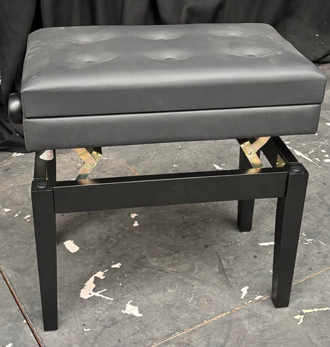New Matte Black Height Adjustable Piano Stool with Leatherette Top and Storage