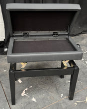 Load image into Gallery viewer, New Matte Black Height Adjustable Piano Stool with Leatherette Top and Storage