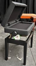 Load image into Gallery viewer, New Matte Black Height Adjustable Piano Stool with Leatherette Top and Storage