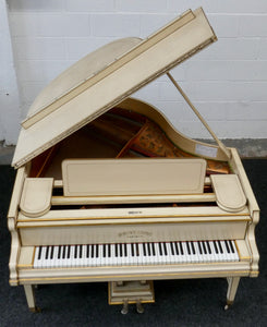 Johann Kuhse Art Case Grand Piano in antique white crackle finish