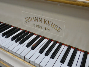 Johann Kuhse Art Case Grand Piano in antique white crackle finish