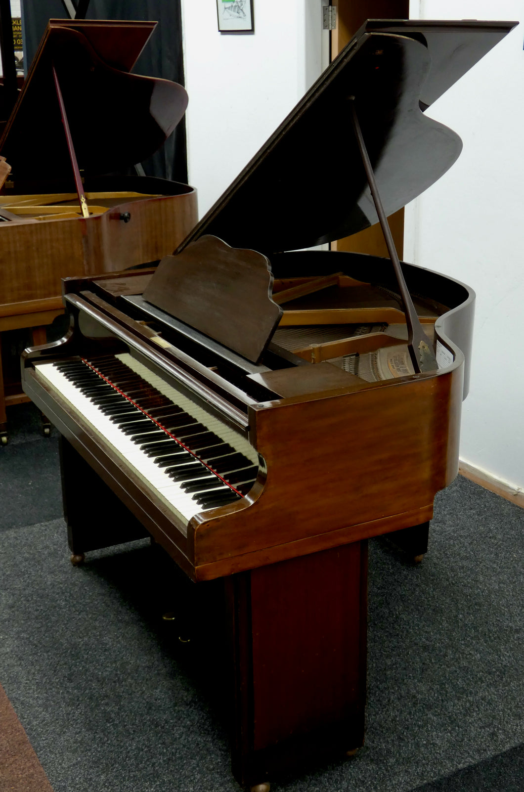 B. Squire Antique Art Deco Baby Grand Piano in Mahogany Finish