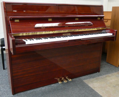 Hohner HP112 Upright Piano in high gloss mahogany finish