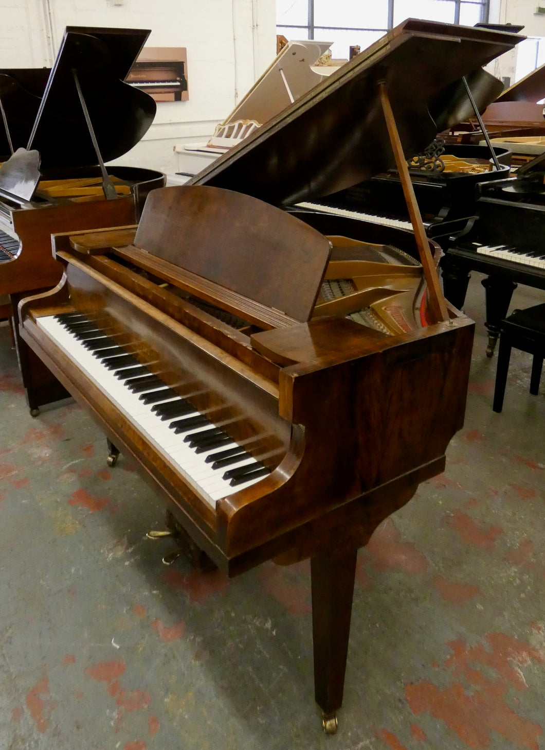 Challen Baby Grand Piano in Burl Walnut Cabinet