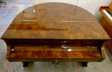 Load image into Gallery viewer, J. Strohmenger Baby Grand Piano With Half-Moon Lid in book matched burl walnut