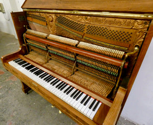 Hoelling & Spangenberg upright piano in beautiful burl walnut finish