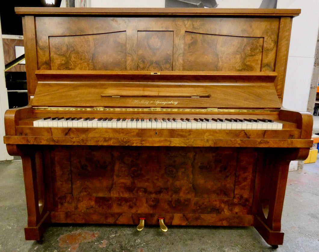 Hoelling & Spangenberg upright piano in beautiful burl walnut finish