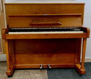 WH Barnes piano in Yew with chrome hardware