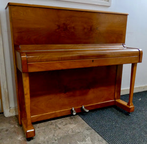 WH Barnes piano in Yew with chrome hardware