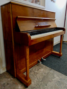 WH Barnes piano in Yew with chrome hardware