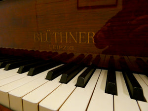 Blüthner Style 4 Baby Grand in flame mahogany gloss finish