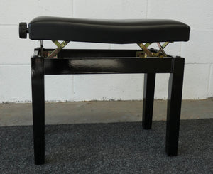 Modern Black Piano Stool with Height Adjustable Mechanism and Black Leather Top