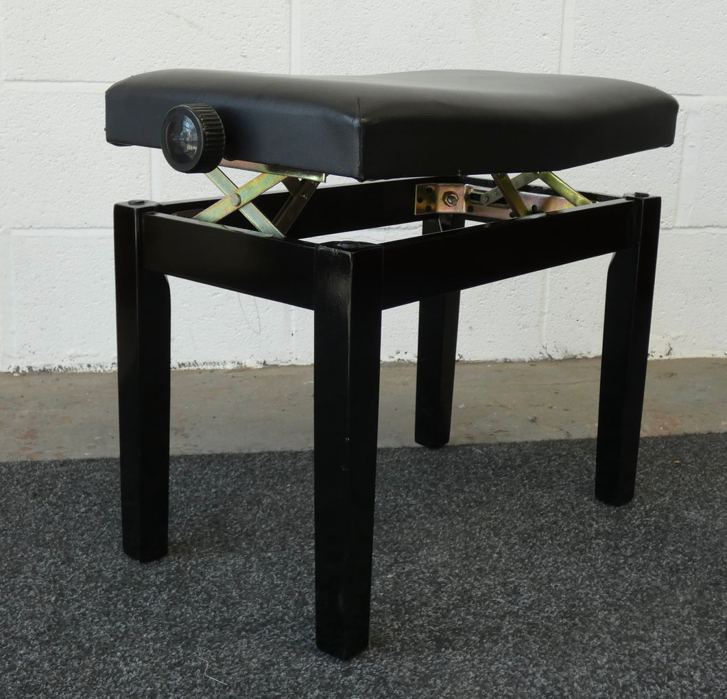Modern Black Piano Stool with Height Adjustable Mechanism and Black Leather Top