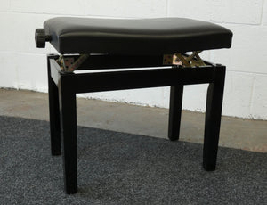 Modern Black Piano Stool with Height Adjustable Mechanism and Black Leather Top