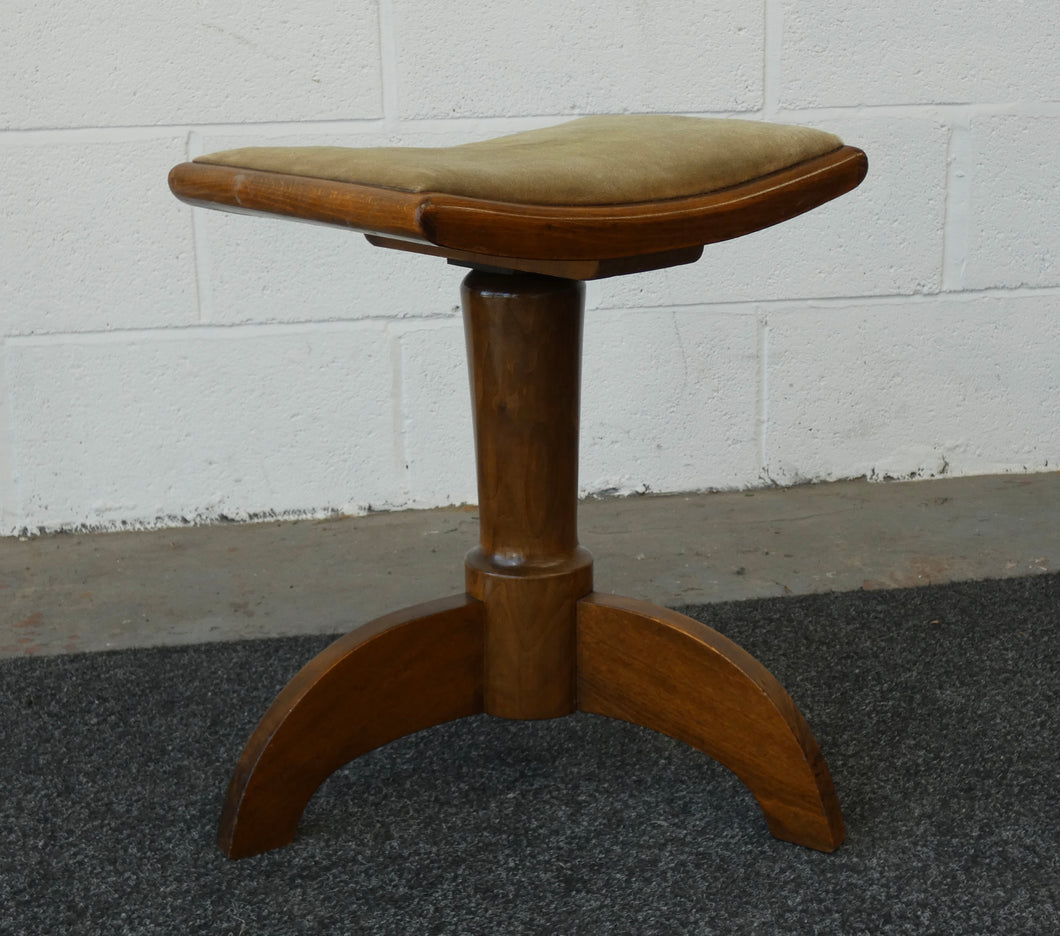 Mid Century German Walnut Piano Height Adjustable Piano Stool