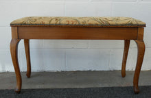 Load image into Gallery viewer, Mahogany piano stool with fabric top and storage