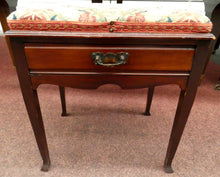 Load image into Gallery viewer, Mahogany Antique Piano Stool With Patterned Cushion and Drawer