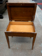 Load image into Gallery viewer, Antique Mahogany Piano Stool With Blue Velour Cushion And Storage