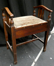 Load image into Gallery viewer, Mahogany Antique Piano Stool With Storage and Studded Light Green Top