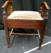 Load image into Gallery viewer, Mahogany Antique Piano Stool With Storage and Studded Light Green Top
