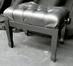 Black Height Adjustable Concert Piano Bench With Chesterfield Style Black Leatherette Top