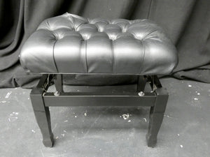 Black Height Adjustable Concert Piano Bench With Chesterfield Style Black Leatherette Top