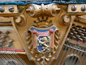 Ed. Seiler Antique Upright Piano in Ornate Burr Walnut Cabinetry