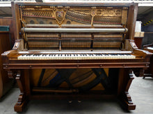 Load image into Gallery viewer, Ed. Seiler Antique Upright Piano in Ornate Burr Walnut Cabinetry