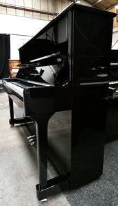 Feurich 122 Universal Upright Piano in Black High Gloss With Chrome Detailing