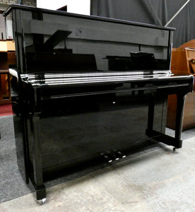 Feurich 122 Universal Upright Piano in Black High Gloss With Chrome Detailing