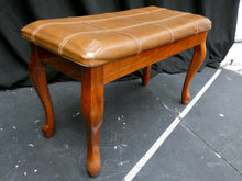 Load image into Gallery viewer, Large Light Mahogany Piano Stool with Brown Leatherette Top and Queen Anne Style Legs