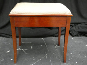 Mahogany Piano Stool With Storage and Beige Top