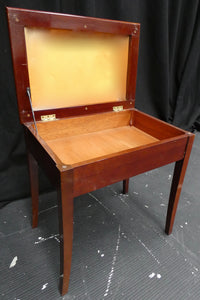 Mahogany Piano Stool With Storage and Beige Top