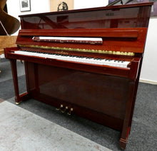 Load image into Gallery viewer, Schimmel 120J Centennial Upright Piano in African Mahogany and Myrtle Cabinet
