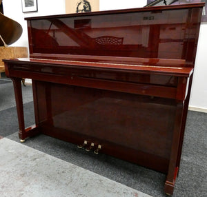 Schimmel 120J Centennial Upright Piano in African Mahogany and Myrtle Cabinet