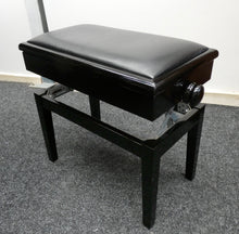 Load image into Gallery viewer, Black Gloss Height Adjustable Piano Stool With Storage