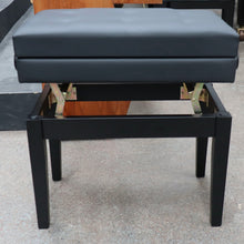 Load image into Gallery viewer, Black Satin Height Adjustable Piano Stool With Black Leatherette Top