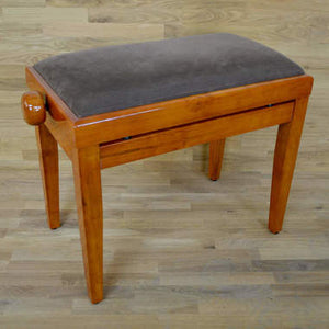 Polished Cherry Piano Bench brown velvet