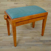 Load image into Gallery viewer, Polished Cherry Piano Bench green velvet